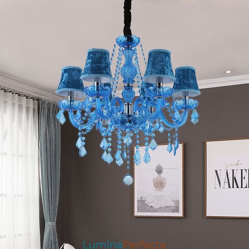 Candelabru de cristal albastru în stil european