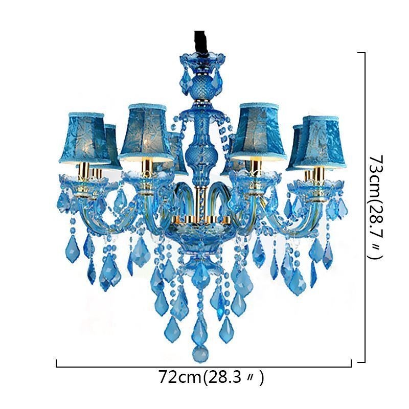 Candelabru mare de cristal albastru Lampă suspendată europeană
