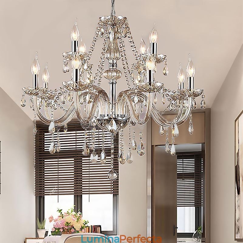 Candelabru mare de cristal Cognac Plafoniera europeană