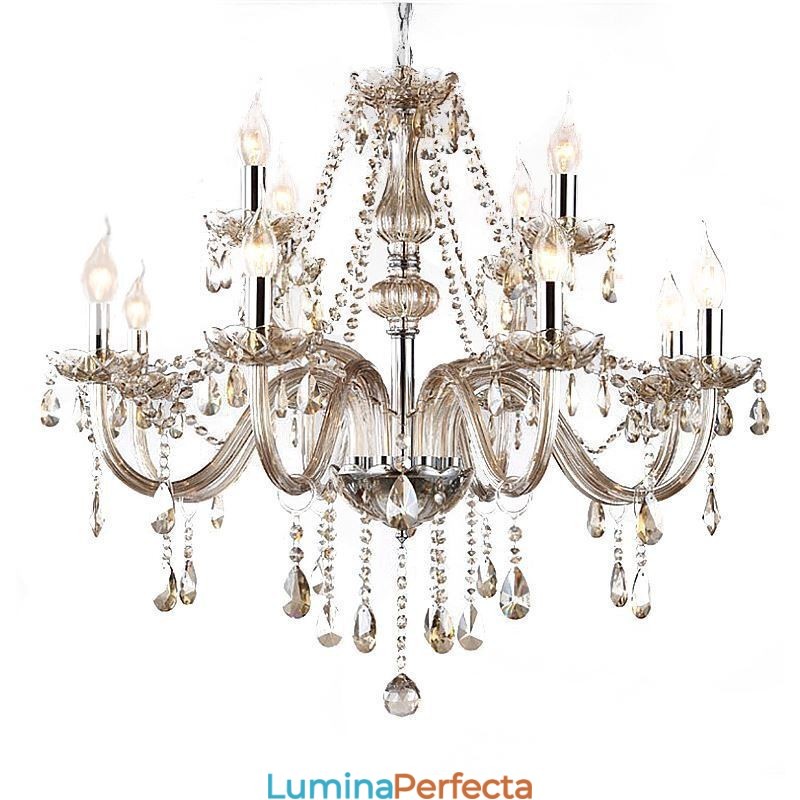 Candelabru mare de cristal Cognac Plafoniera europeană