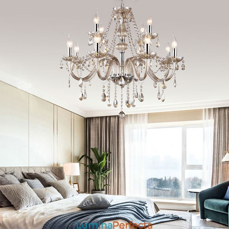 Candelabru mare de cristal Cognac Plafoniera europeană