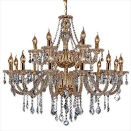 Candelabru de lux din cristal auriu plafon european cu braț filetat