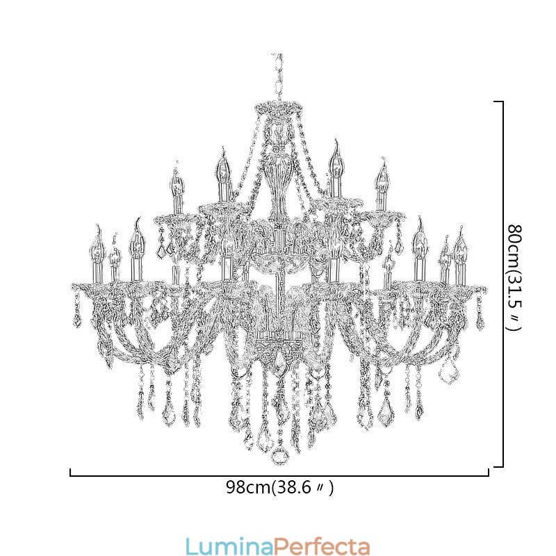 Candelabru de lux din cristal auriu plafon european cu braț filetat