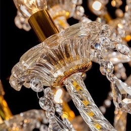 Candelabru de lux din cristal auriu plafon european cu braț filetat