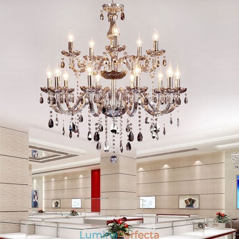 Candelabru european mare de cristal pendanta elegantă