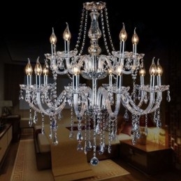 Candelabru de cristal european Lampă suspendată transparentă