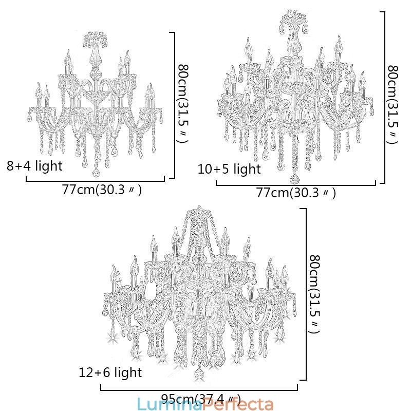 Candelabru de cristal european Lampă suspendată transparentă