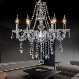Plafoniera transparentă cu candelabru european mare de cristal