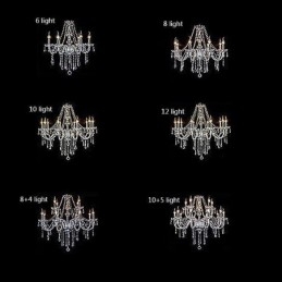 Plafoniera transparentă cu candelabru european mare de cristal