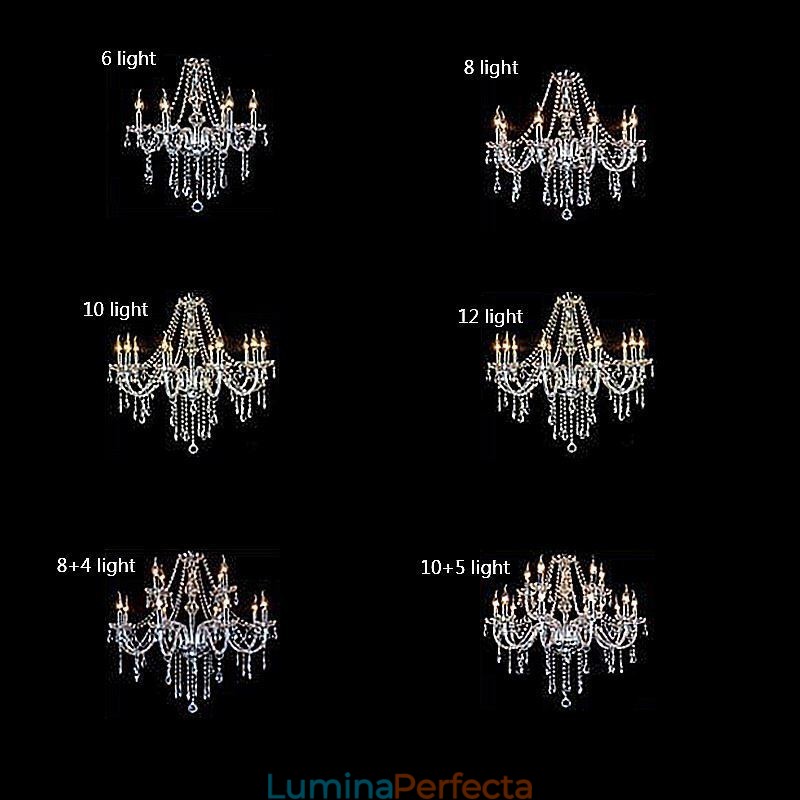 Plafoniera transparentă cu candelabru european mare de cristal