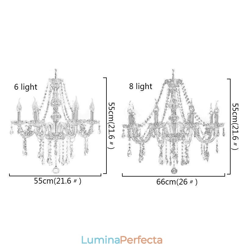 Plafoniera transparentă cu candelabru european mare de cristal