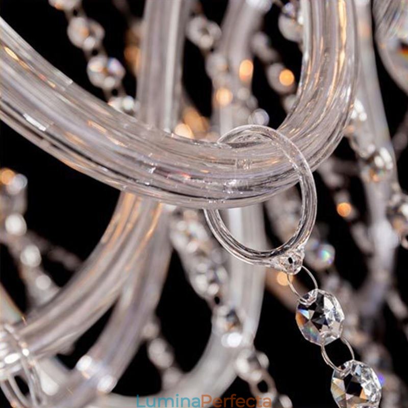 Plafoniera transparentă cu candelabru european mare de cristal