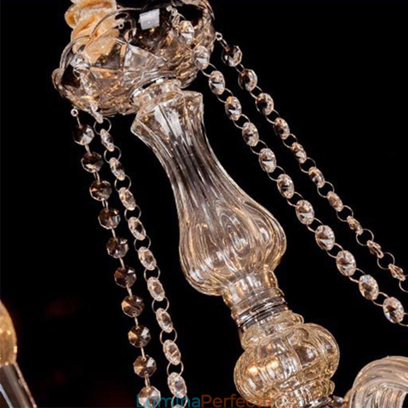 Plafoniera transparentă cu candelabru european mare de cristal