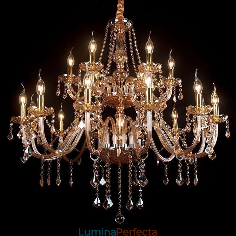 Plafoniera europeană de candelabru de cristal de lux
