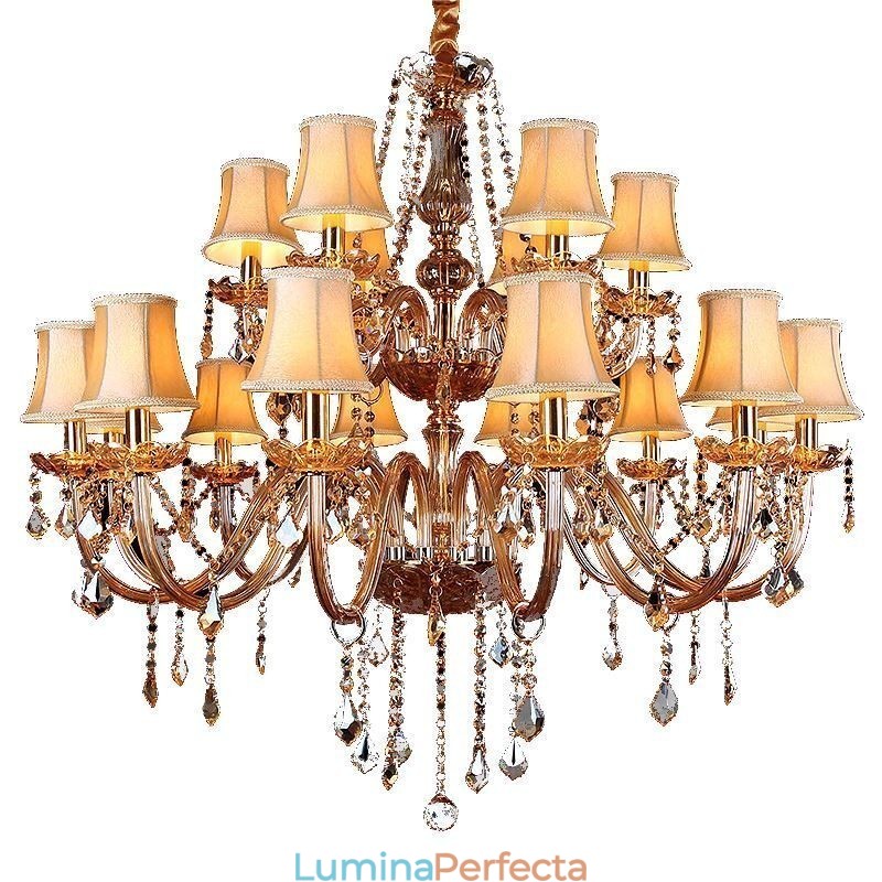 Plafoniera europeană de candelabru de cristal de lux