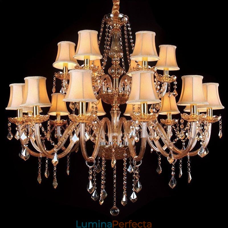 Plafoniera europeană de candelabru de cristal de lux