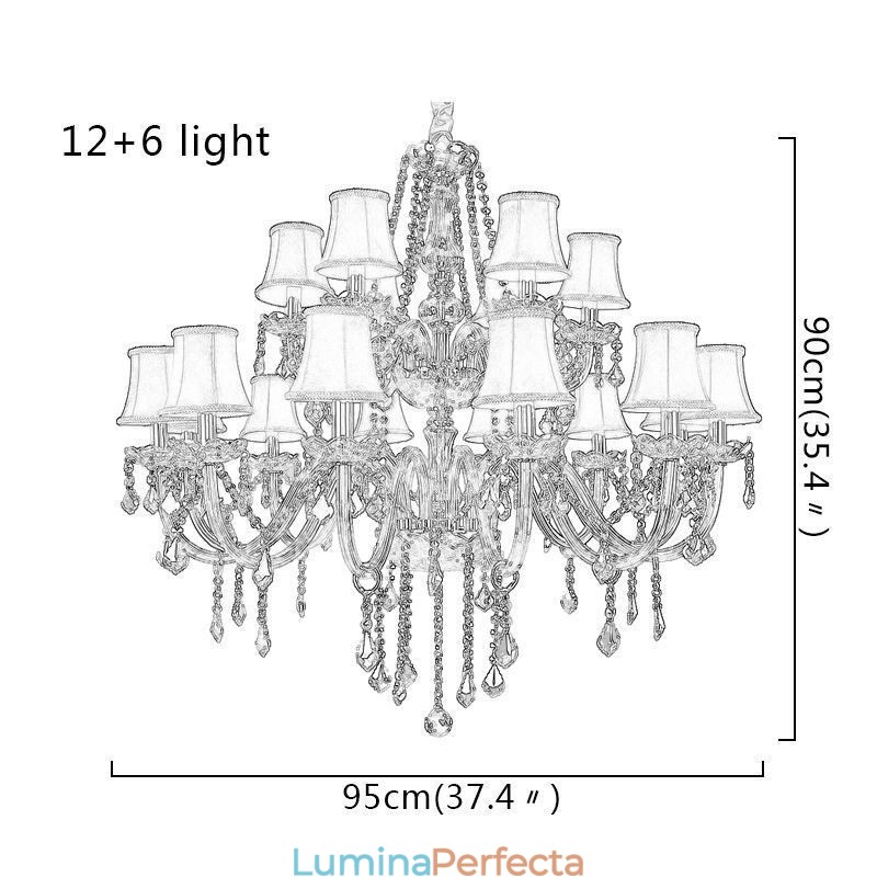 Plafoniera europeană de candelabru de cristal de lux