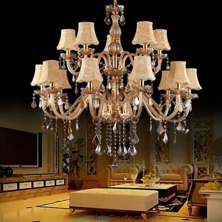 Candelabru de cristal mare de lux, plafon european de chihlimbar Candelabru de cristal mare de lux, plafon european de chihlimbar