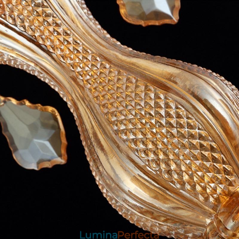 Candelabru de cristal mare de lux, plafon european de chihlimbar