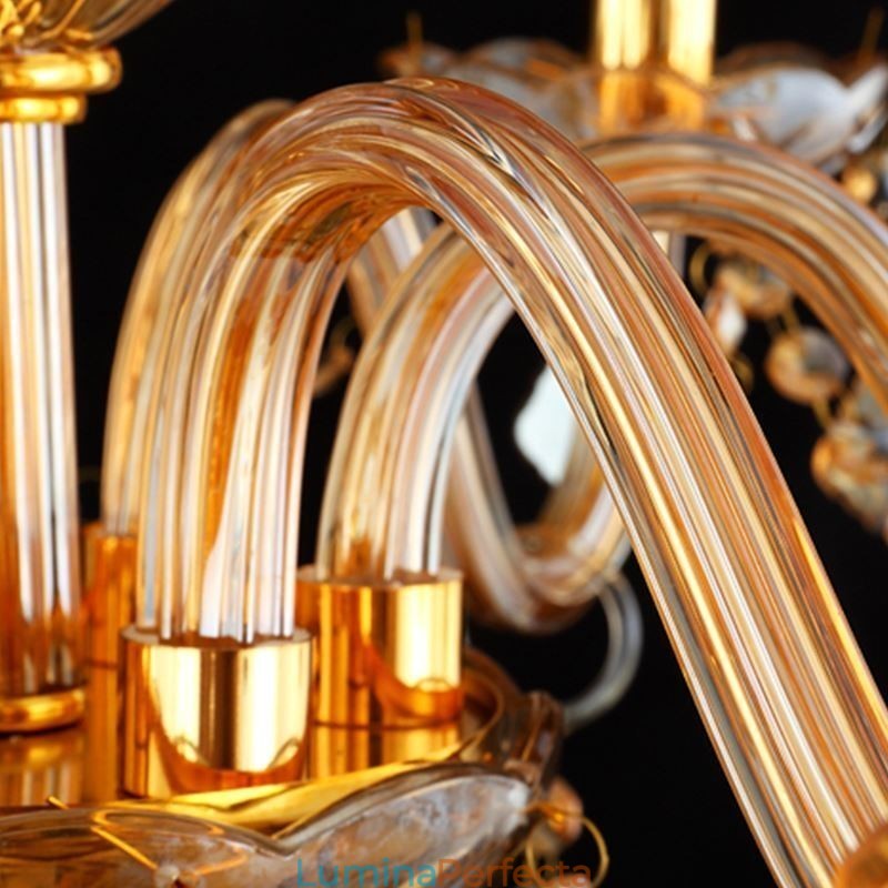 Candelabru de cristal mare de lux, plafon european de chihlimbar