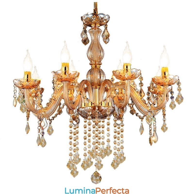 Candelabru din Cristal European Lampă elegantă de chihlimbar