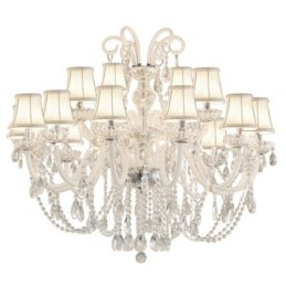 Candelabru european mare de cristal pendantal alb