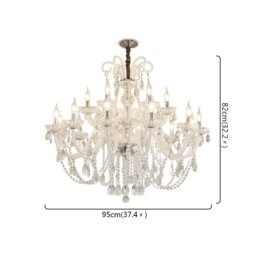 Candelabru european mare de cristal pendantal alb