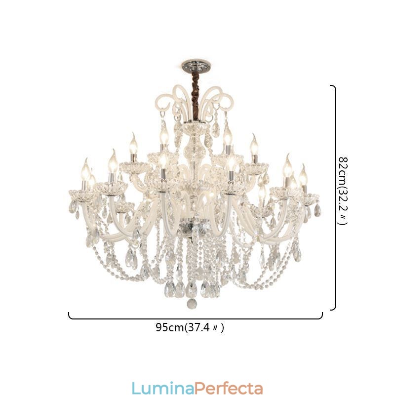 Candelabru european mare de cristal pendantal alb