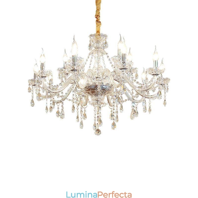 Candelabru de cristal modern, suspendat european transparent