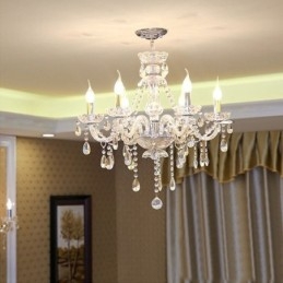 Candelabru de cristal modern, suspendat european transparent