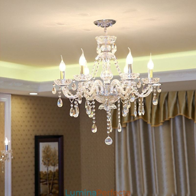 Candelabru de cristal modern, suspendat european transparent