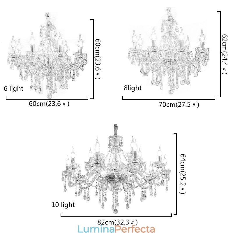 Candelabru de cristal modern, suspendat european transparent