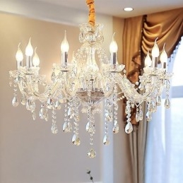 Candelabru de cristal modern, suspendat european transparent