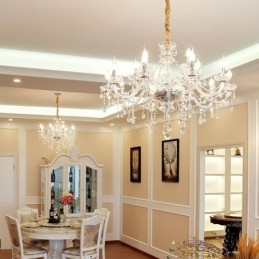 Candelabru de cristal modern, suspendat european transparent