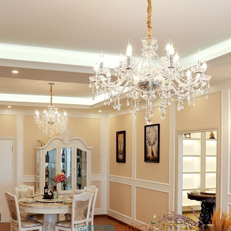 Candelabru de cristal modern, suspendat european transparent