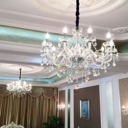 Candelabru de cristal modern, suspendat european transparent