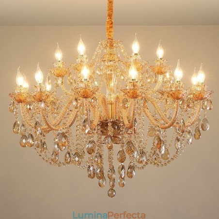 Candelabru din cristal european de lux Cognac Candelabru din cristal european de lux Cognac