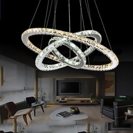Lampe suspendate Chihlimbar și clar K9 Candelabru de cristal Iluminare cu 3 inele