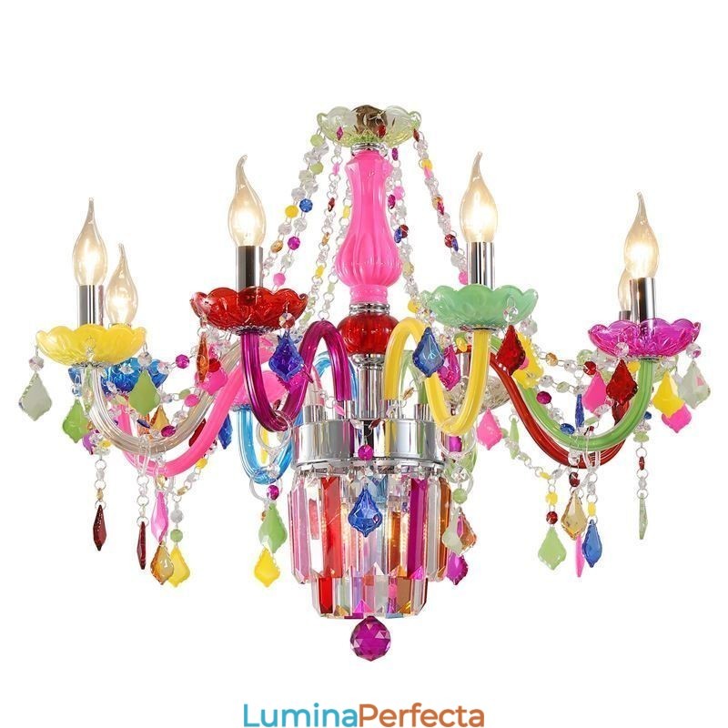 Candelabru de cristal colorat Lampă suspendată unică europeană
