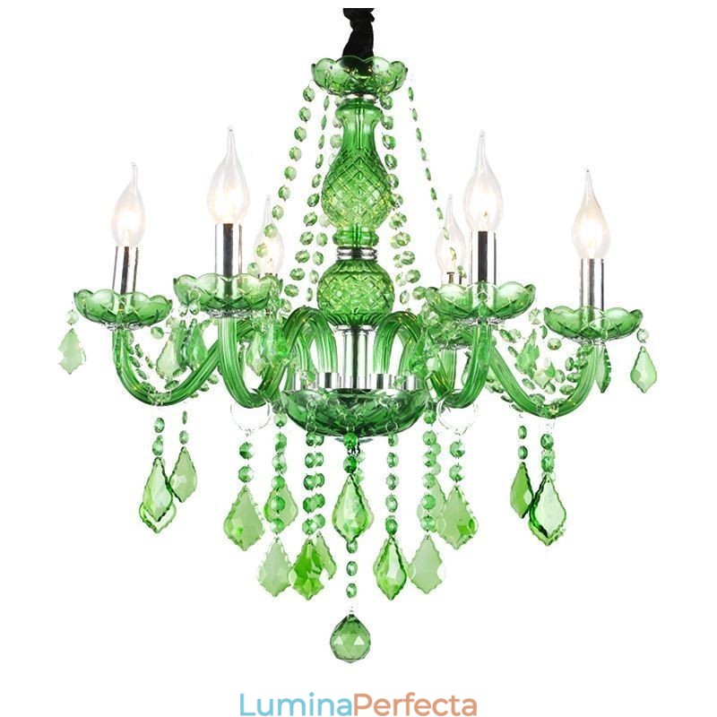 Candelabru de cristal unic în stil european, iarbă verde