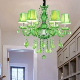 Candelabru de cristal unic în stil european, iarbă verde