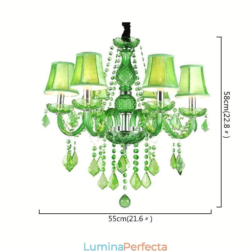 Candelabru de cristal unic în stil european, iarbă verde