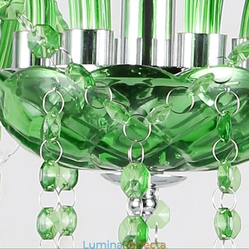 Candelabru de cristal unic în stil european, iarbă verde