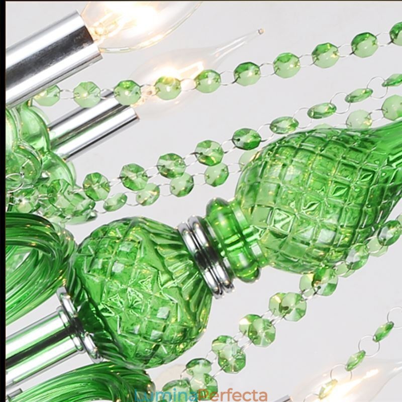 Candelabru de cristal unic în stil european, iarbă verde