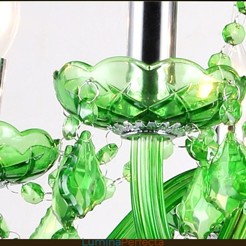 Candelabru de cristal unic în stil european, iarbă verde