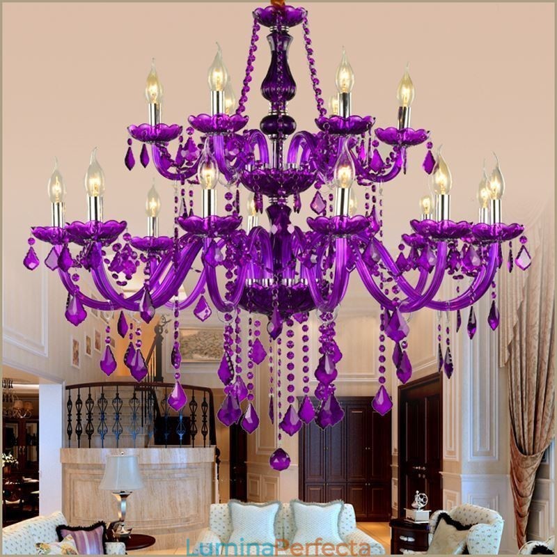 Candelabru de cristal în stil european, lumina suspendată violet
