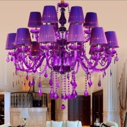 Candelabru de cristal în stil european, lumina suspendată violet