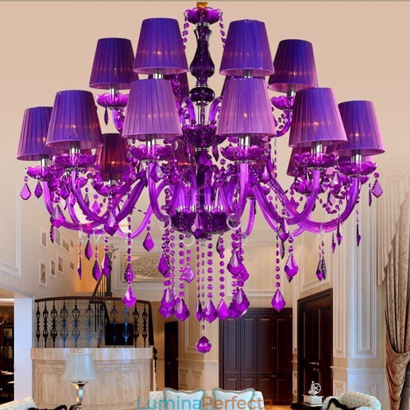 Candelabru de cristal în stil european, lumina suspendată violet