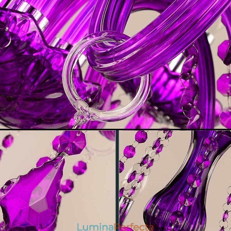 Candelabru de cristal în stil european, lumina suspendată violet