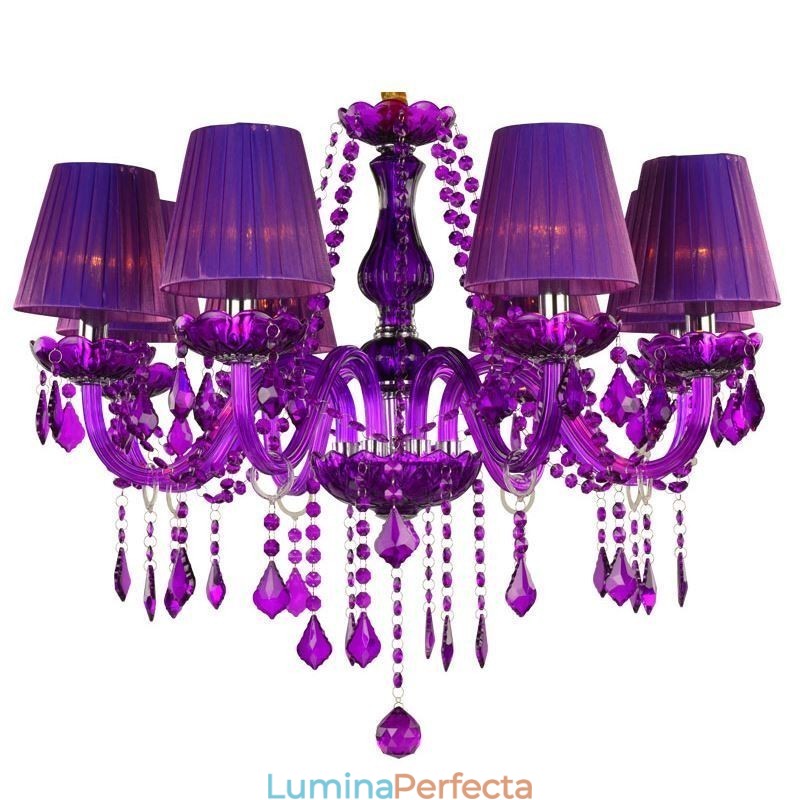 Candelabru din cristal elegant în stil european, lumina suspendată violet
